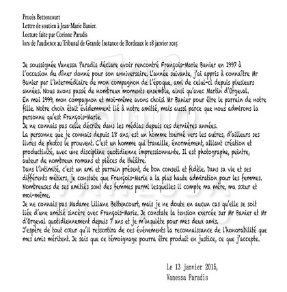 lettre Vanessa Paradis
