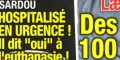 Michel Sardou hospitalisé d'urgence, il dit oui à l'euthanasie (photo)