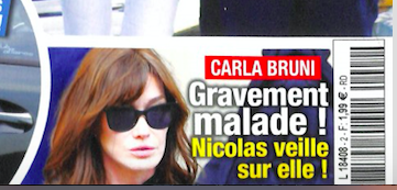 Carla Bruni, gravement malade, Nicolas veille sur elle (photo)
