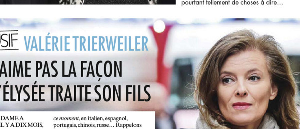 Valérie Trierweiler n'aime pas la façon dont l'Elysée traite son fils