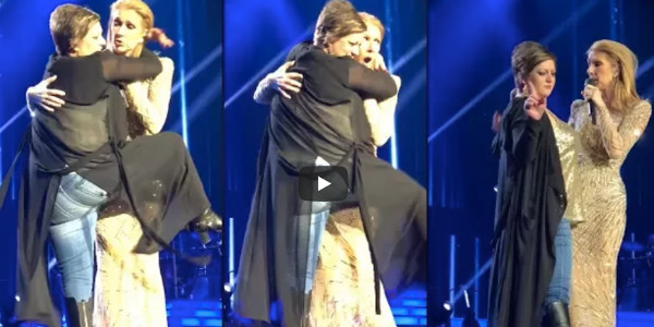 Une fan de Céline Dion lui grimpe dessus pendant son concert (vidéo)