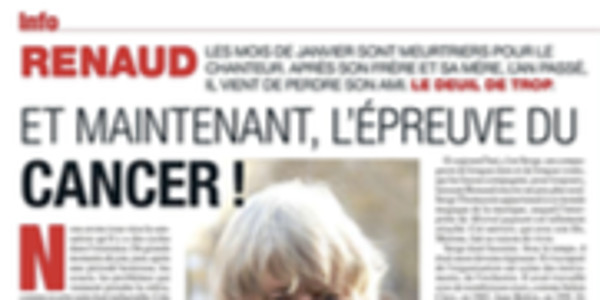 Renaud, épreuve du cancer, un autre gros chagrin (photo)