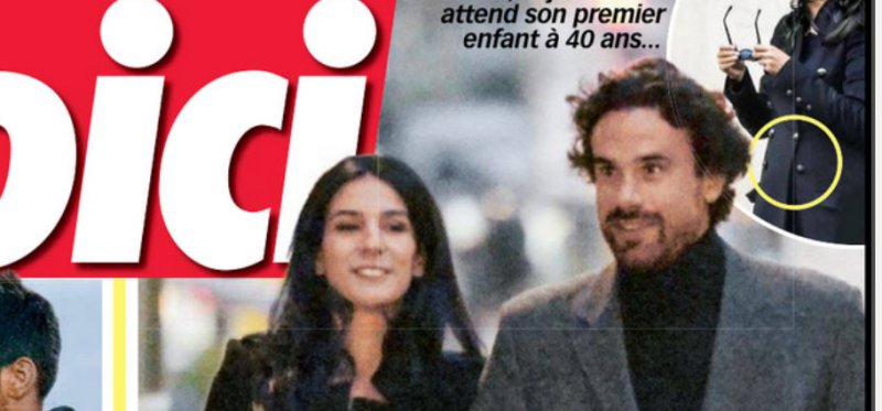 Marie Drucker, un homme, Mathias Vicherat, et un bébé dans Voici