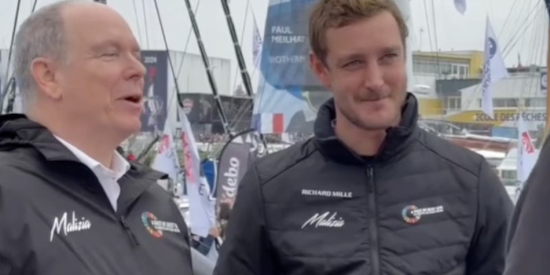 Pierre Casiraghi et le Prince Albert II en soutien pour Team Malizia au Vendée Globe