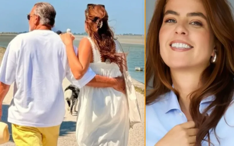 Frank Berton à ses côtés, Anouchka Delon choisit un mot très fort : « Gratitude »