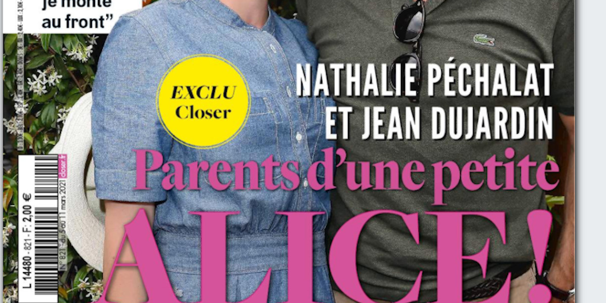 Jean Dujardin, Nathalie Péchalat, parents d'une petite Alice, née à Neuilly