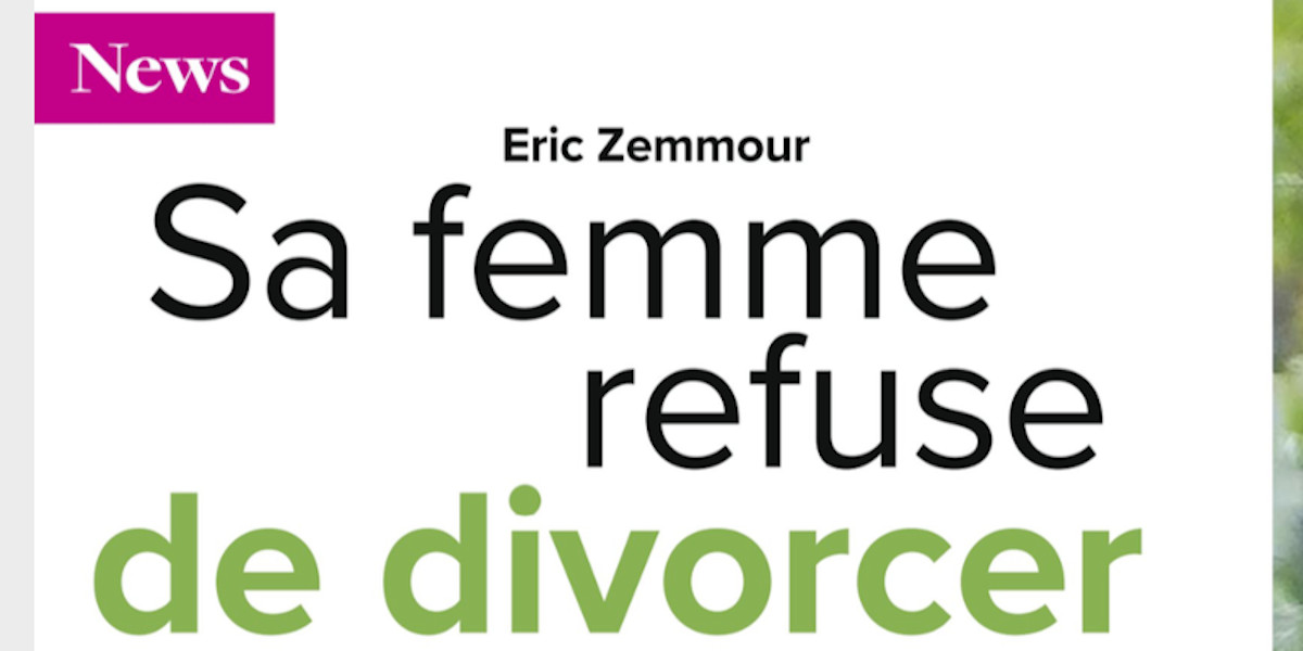 Mylène, la femme d'Eric Zemmour refuse de divorcer, humiliante décision du polémiste